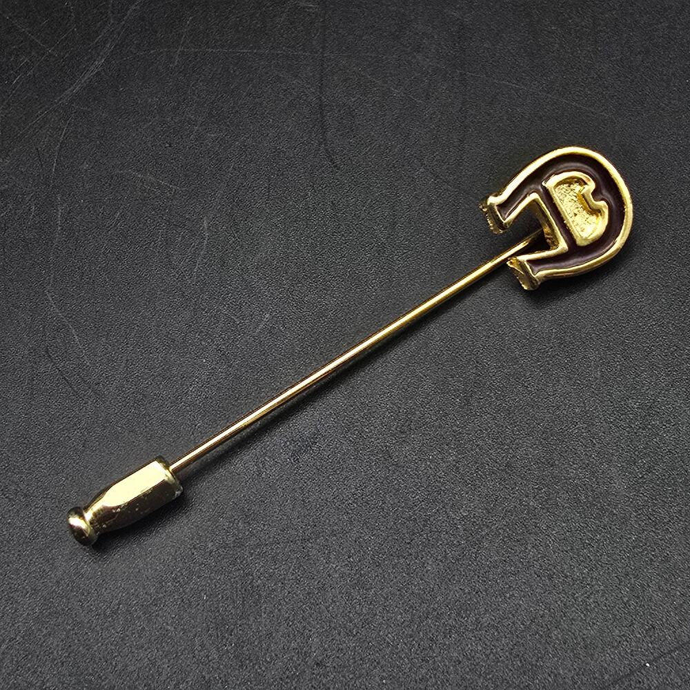 Etienne Aigner Letter A Stick Pin Hat Pin Gold Tone Black Vintage Jewelry
